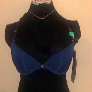 Racerback front close T-shirt bra blue cove